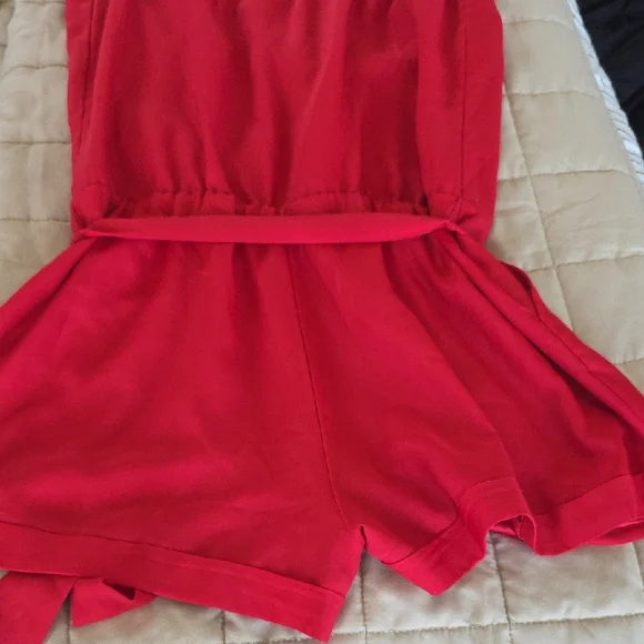 Express Red Ruffled Jumpsuit - Picture 5 of 8